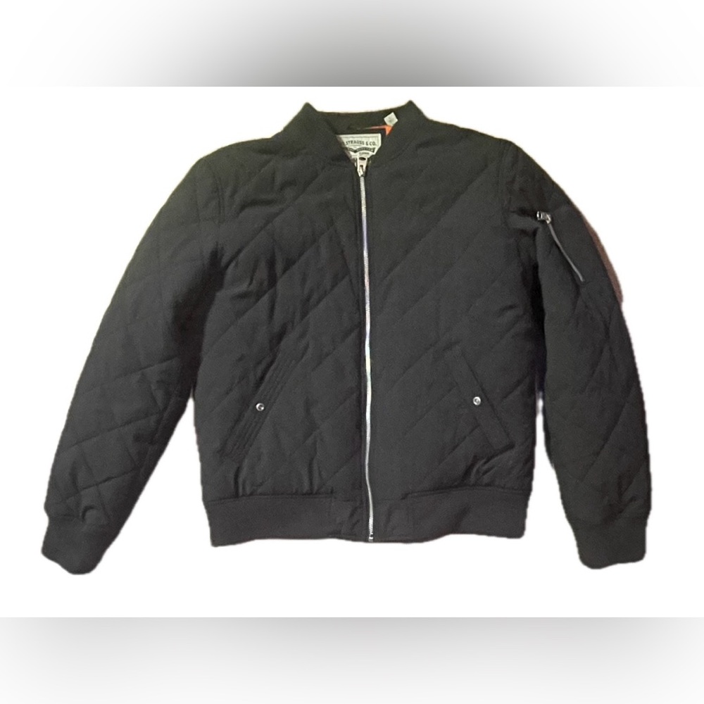 Men’s Levi’s Quilted Bomber Jacket in Black/Orange size Large